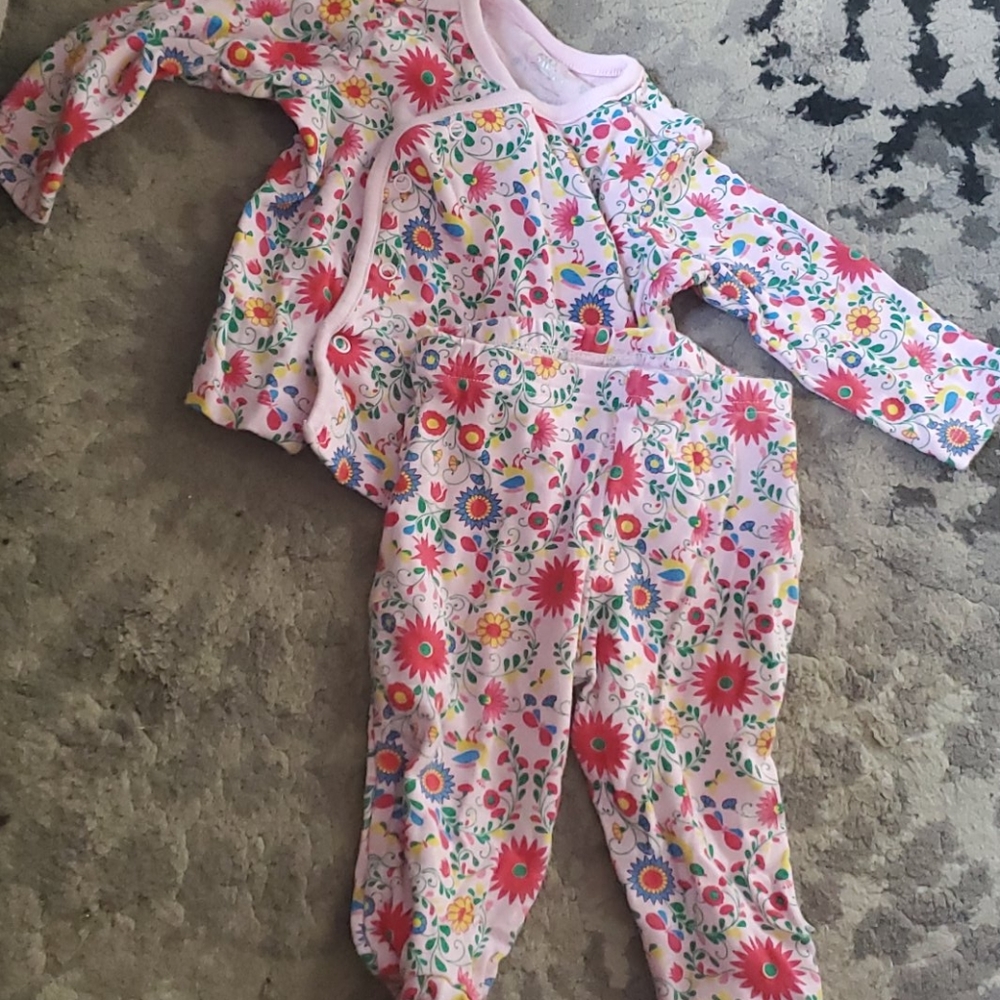 Flower print baby girl set pants and long top